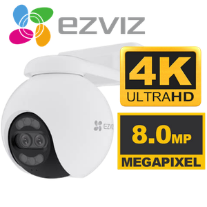 CAMARA WIFI EXTERIOR EZVIZ LCS-H80X-R100-8G82WKFL 8MP 4K PT 360° LUZ LED SIRENA DE ALERTA 01 PUERTO RJ45 AUDIO 2 VIAS.