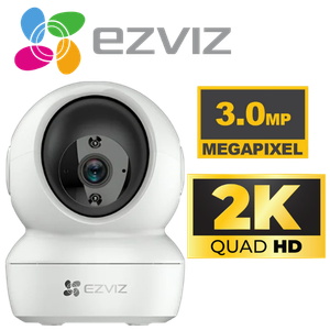 CAMARA WIFI INTERIOR EZVIZ CS-H6C-R105-1L3WF 3MP 2K PT 360° LUZ LED SIRENA DE ALERTA 01 PUERTO RJ45 AUDIO 2 VIAS.