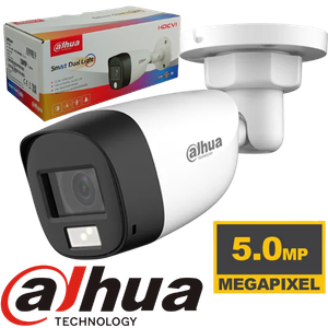 CAMARA ANALOGA DAHUA HAC-HFW1500RLP-IL-A  TUBO EXTERIORES 5MP SMART DUAL LIGHT IR 30 M CON MICROFONO