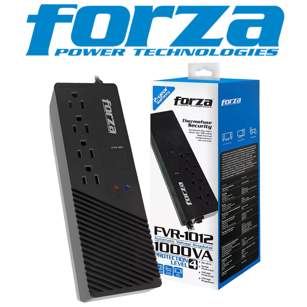 ESTABILIZADOR FORZA FZ-FVR-1012 4 TOMAS 1000VA/500W 220V