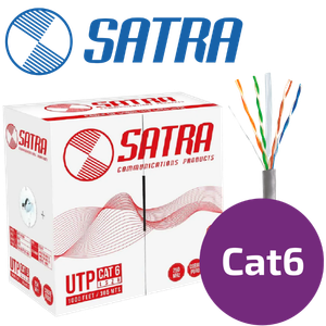 CAJA CABLE UTP SATRA 0212021111 CAT6 GRIS 8 HILOS PURO COBRE 24AWG UTP-LSZH-1 305MT INTERIORES