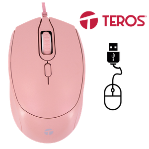 MOUSE OPTICO TEROS TE-1226S ROSADO, 4 BOTONES CONEXIÓN USB