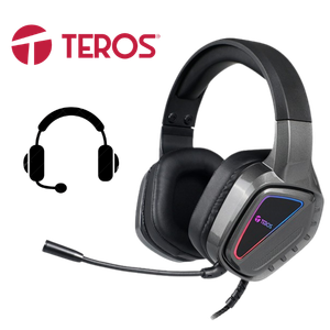 AUDIFONOS GAMING TEROS TE-8171N MINI CONECTOR 3.5MM+USB 2M CABLE COLOR NEGRO RGB