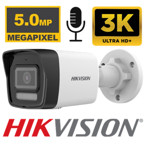CAMARA ANALOGA HIKVISION HK-DS2CE16K0T-LPFS  TUBO EXTERIORES 5MP 3K AUDIO LENTE FIJO