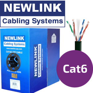CAJA CABLE UTP NEWLINK CAT6 GRIS 8 HILOS PURO COBRE 23AWG 305MT EXTERIORES