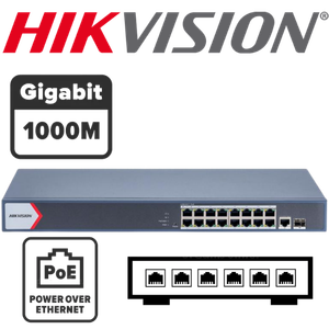 SWITCH HIKVISION HK-DS-3E1518P-EI 16 POE ALL 1000M (1G) + 1 UP RJ45 (1G) + 1 UP SFP (1G) - 230W