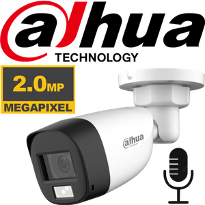 CAMARA ANALOGA DAHUA  DH-HAC-HFW1200CLN-IL-A TUBO EXTERIORES 2MP IR 20M SMART DUAL LIGHT CON MICROFONO IP67
