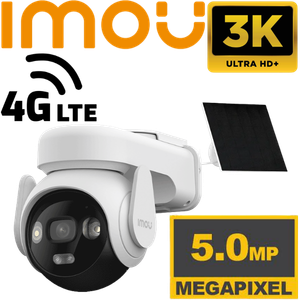 CAMARA WIFI 4G LTE PANEL SOLAR IMOU AOV PT 3K 5MP PT 360° LUZ LED SIRENA DE ALERTA AUDIO 2 VIAS.