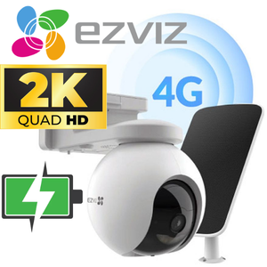 [CS-EB8-R100(3MP) + PANEL SOLAR] CAMARA EZVIZ CS-EB8-R100(3MP) + PANEL SOLAR 4G LTE EXTERIOR 3MP 2K PT LUZ LED SIRENA DE ALERTA AUDIO 2 VIAS 4G + PANEL SOLAR.