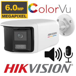 [HK-DS2CD1T67G2HP-LIUF/SRB] CAMARA IP HIKVISION HK-DS2CD1T67G2HP-LIUF-SRB TUBO EXTERIORES POE 6MP DOBLE LENTE  180° AUDIO LENTE FIJO IR 30