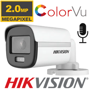 [DS-2CE10DF0T-LPFS] CAMARA ANALOGA HIKVISION HK-2CE10DF0T-LPFS TUBO EXTERIORES 2MP  AUDIO LENTE FIJO COLORVU