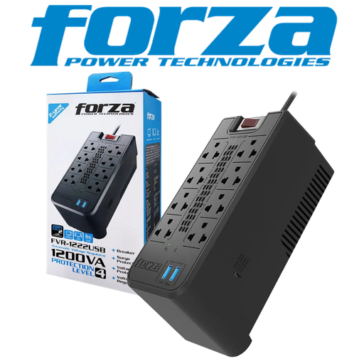 [FZ-FVR-1222USB] ESTABILIZADOR FORZA FZ-FVR-1222USB 8 TOMAS 1200VA/600W C/2USB 220V