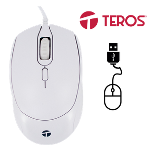 [TE-1225S] MOUSE OPTICO TEROS TE-1225S BLANCO, 4 BOTONES CONEXIÓN USB