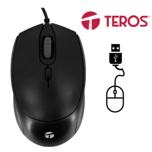 [TE-1222S] MOUSE OPTICO TEROS TE-1222S NEGRO, 4 BOTONES CONEXIÓN USB