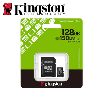 [CANVAS SELECT PLUS] MEMORIA MICROSD KINGSTON CANVAS SELECT PLUS 128GB PARA CAMARA DE SEGURIDAD 24/7 INCLUYE ADAPTADOR SD 
