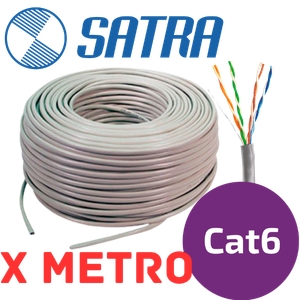 [CAT6XMETRO] CABLE UTP X METRO SATRA CAT6 GRIS 8 HILOS PURO COBRE 24AWG UTP-LSZH-1 305MT INTERIORES  
