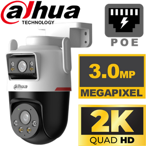 [DH-P3D-3F-PV-P] CAMARA WIFI POE DAHUA PICOO DUAL D1 DOBLE LENTE  3MP+3MP 2K PT 360° LUZ LED SIRENA DE ALERTA 01 PUERTO RJ45 AUDIO 2 VIAS.